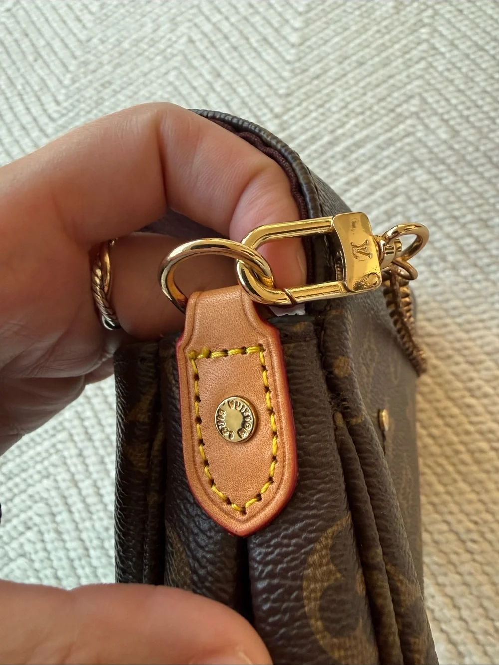 Louis Vuitton Favorite Monogram Canvas Brown and Gold Chain Shoulder Bag